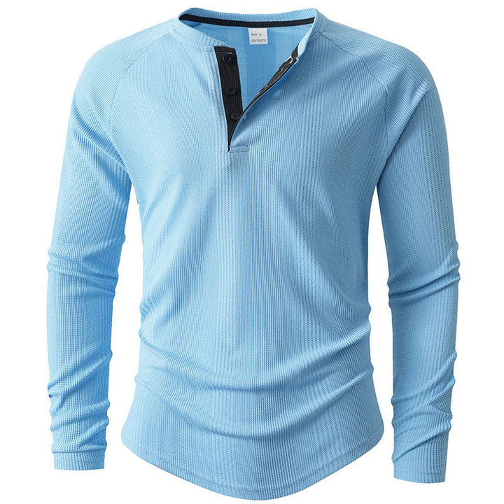 Men's Long Sleeve Henley Shirt with Structured Surface Lune London