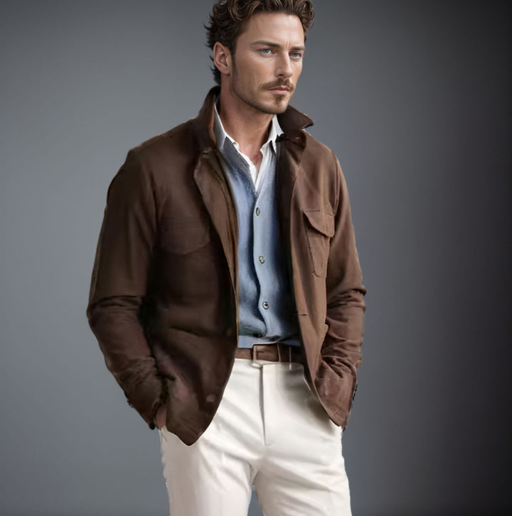 Trendy utility jacket for men with practical pockets and stylish high collar Lune London