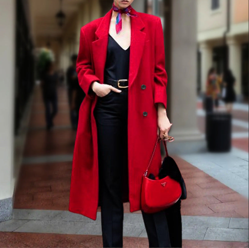 Elegant long coat for women with double-breasted buttons and generous cut Lune London