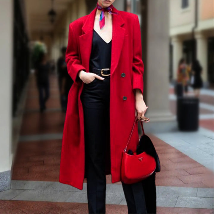 Elegant long coat for women with double-breasted buttons and generous cut Lune London