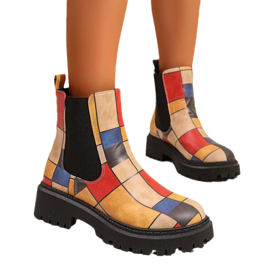Women's Chelsea boots with creative print and non-slip sole Lune London