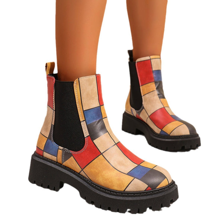 Women's Chelsea boots with creative print and non-slip sole Lune London