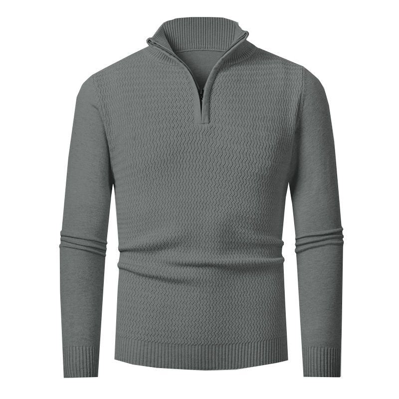 Elegant knitted sweater for men with zip and textured wave design Lune London