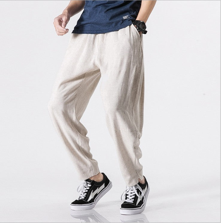 Casual harem pants for men in breathable linen material Lune London