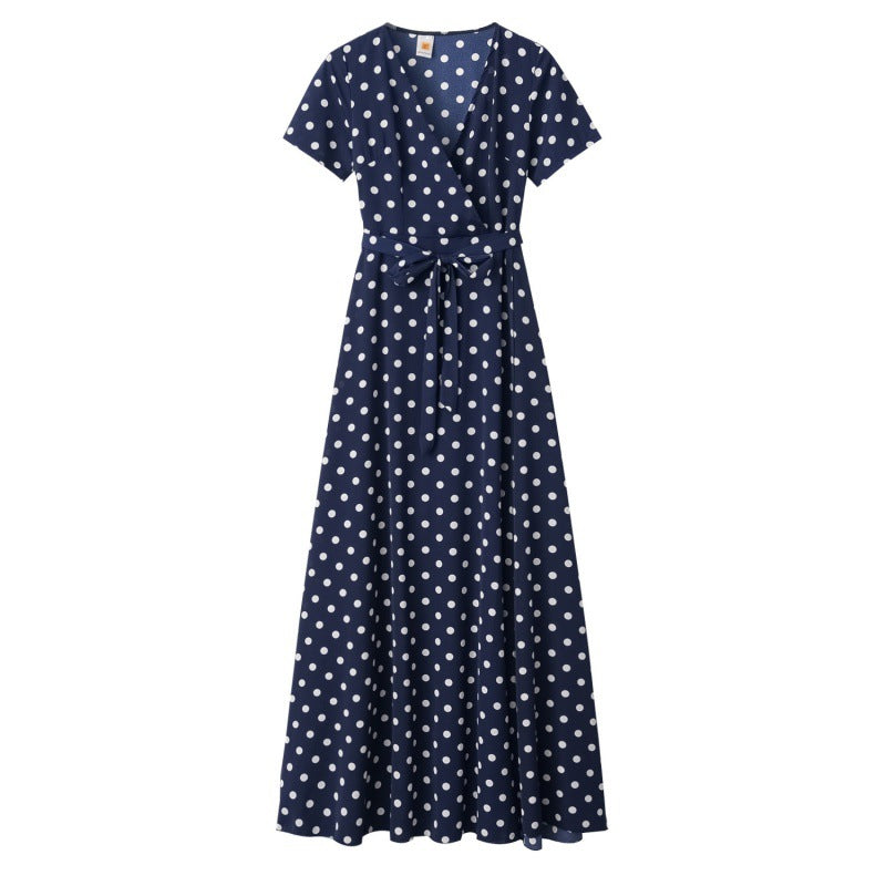 Robe maxi femme avec design floral enroulé et taille élégante Chic & Stil