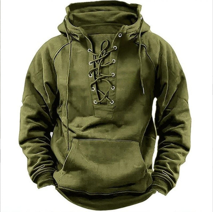 Men's hoodie with a modern lacing design and a soft inner lining Lune London