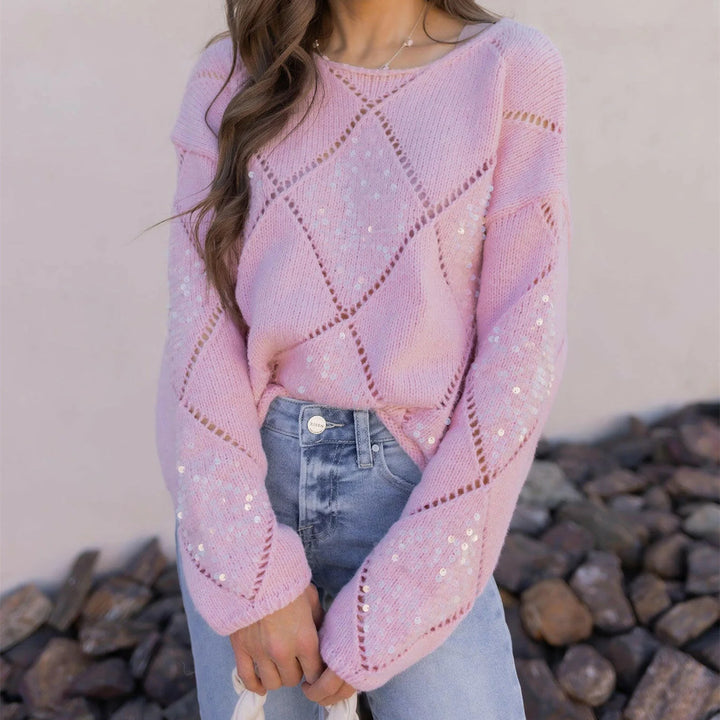 Trendy knit sweater for women with sparkling details Lune London