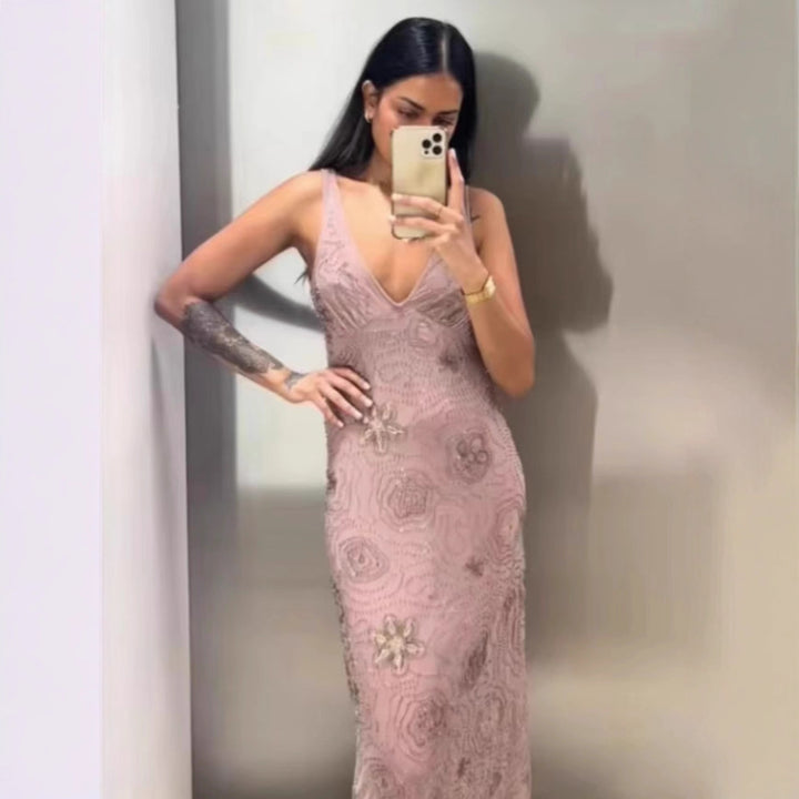 Maxi dress for women with exciting rhinestone embellishments Lune London