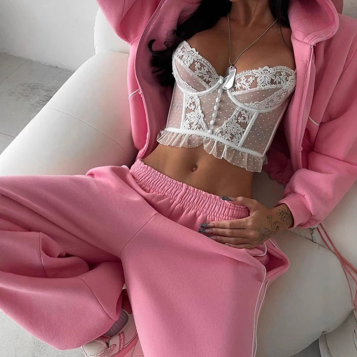 Oversized sports jacket set for women and wide jogger pants Lune London