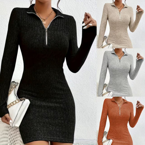 High-quality knitted dress for women with zipper and long sleeves Lune London