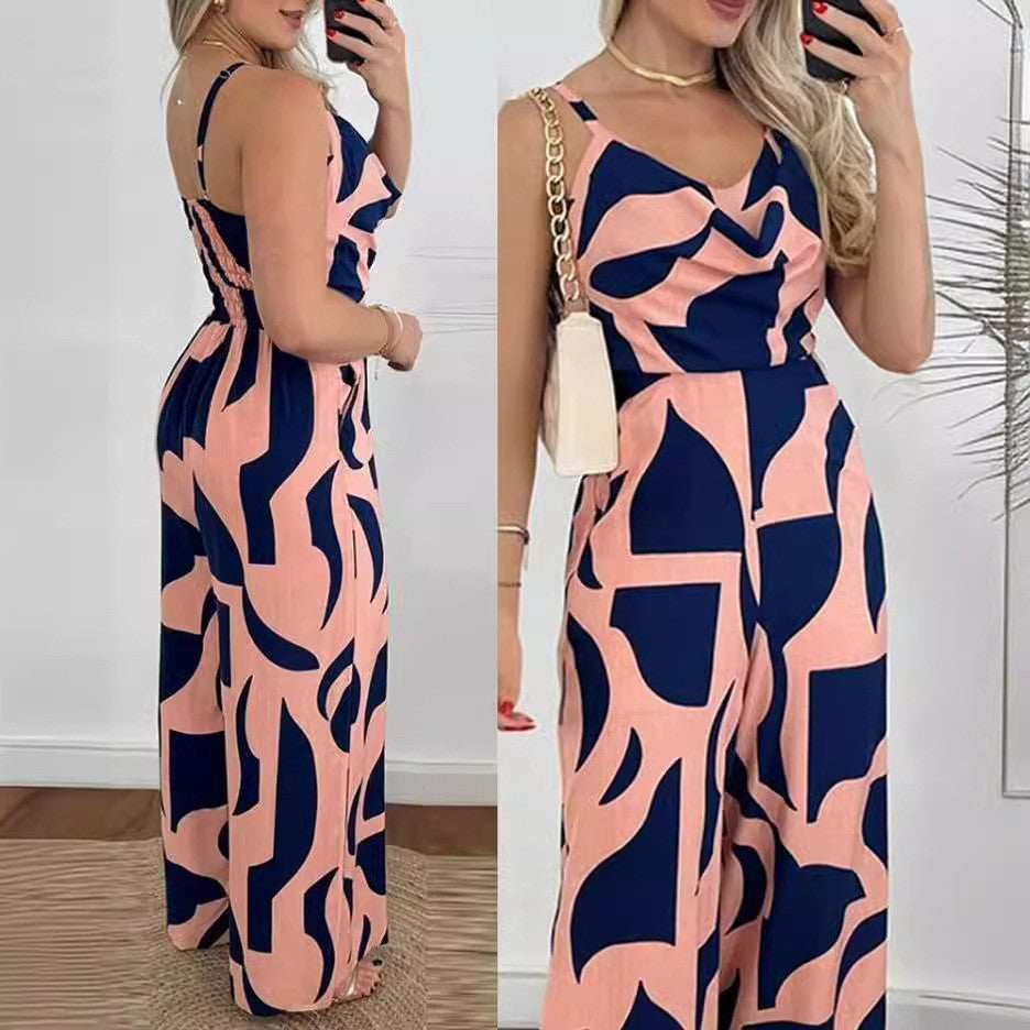 Lune London fluid maxi jumpsuit for women with draped neckline