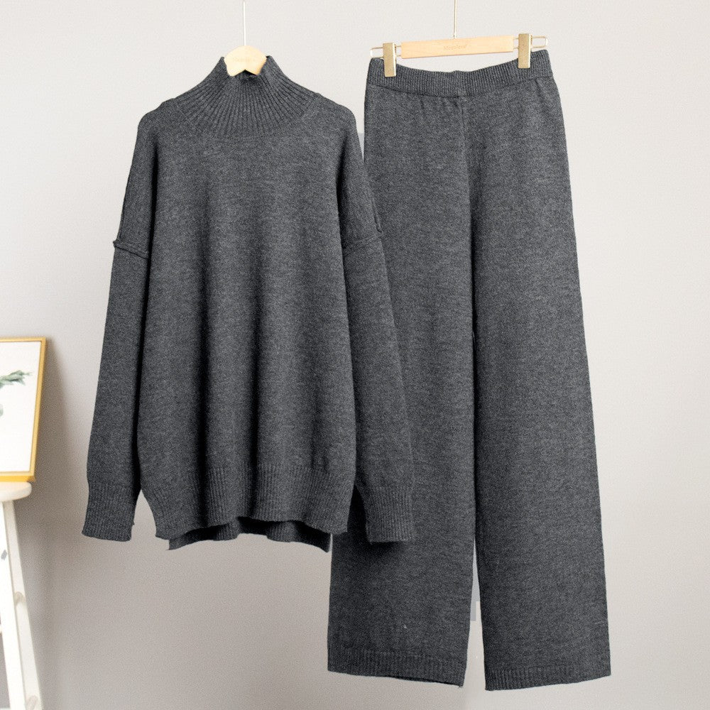 Women Comfortable Knit Set with Turtleneck Lune London