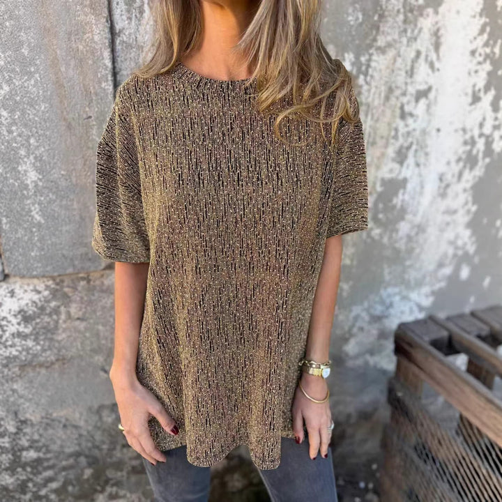 Women's Oversized T-Shirt with Glitter Stones and Casual Cut Lune London