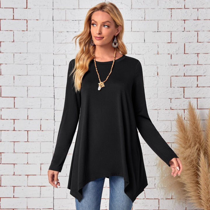 Women long top with asymmetrical hem and relaxed fit Lune London