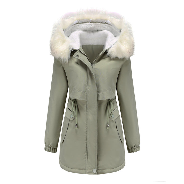 Fashionable winter coat for women with removable fur collar Lune London