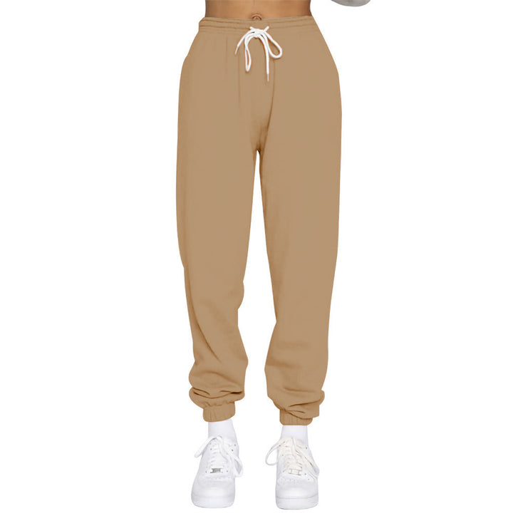 Sporty high-waisted jogger pants for women with drawstring Lune London