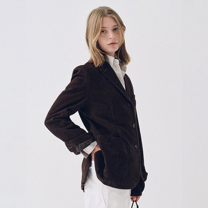 Femmes Blazer en Suède Élégant avec Poches Pratiques Chic & Stil