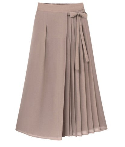 Pleated midi skirt for women with bow detail Lune London