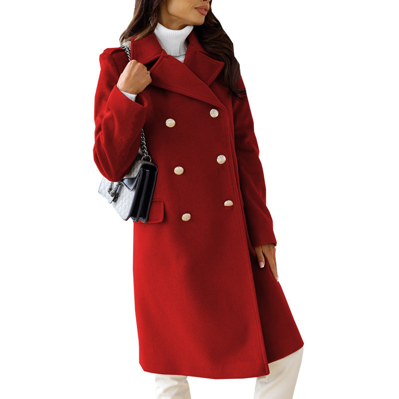 Ladies Elegant and Timeless Wool Coat with Double Row of Buttons Lune London