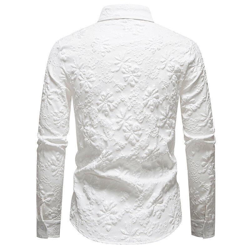 Men's long sleeve shirt with rich detailed floral embroidery Lune London