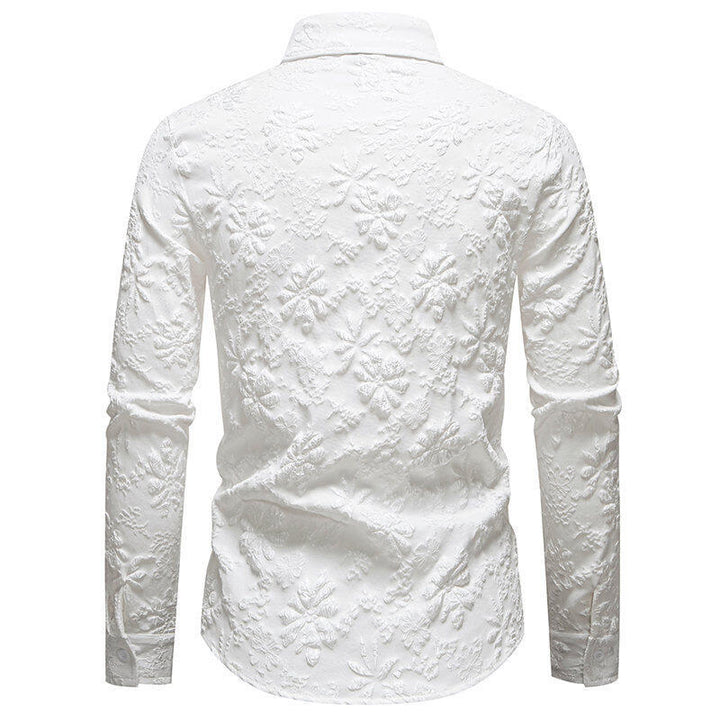 Men's long sleeve shirt with rich detailed floral embroidery Lune London