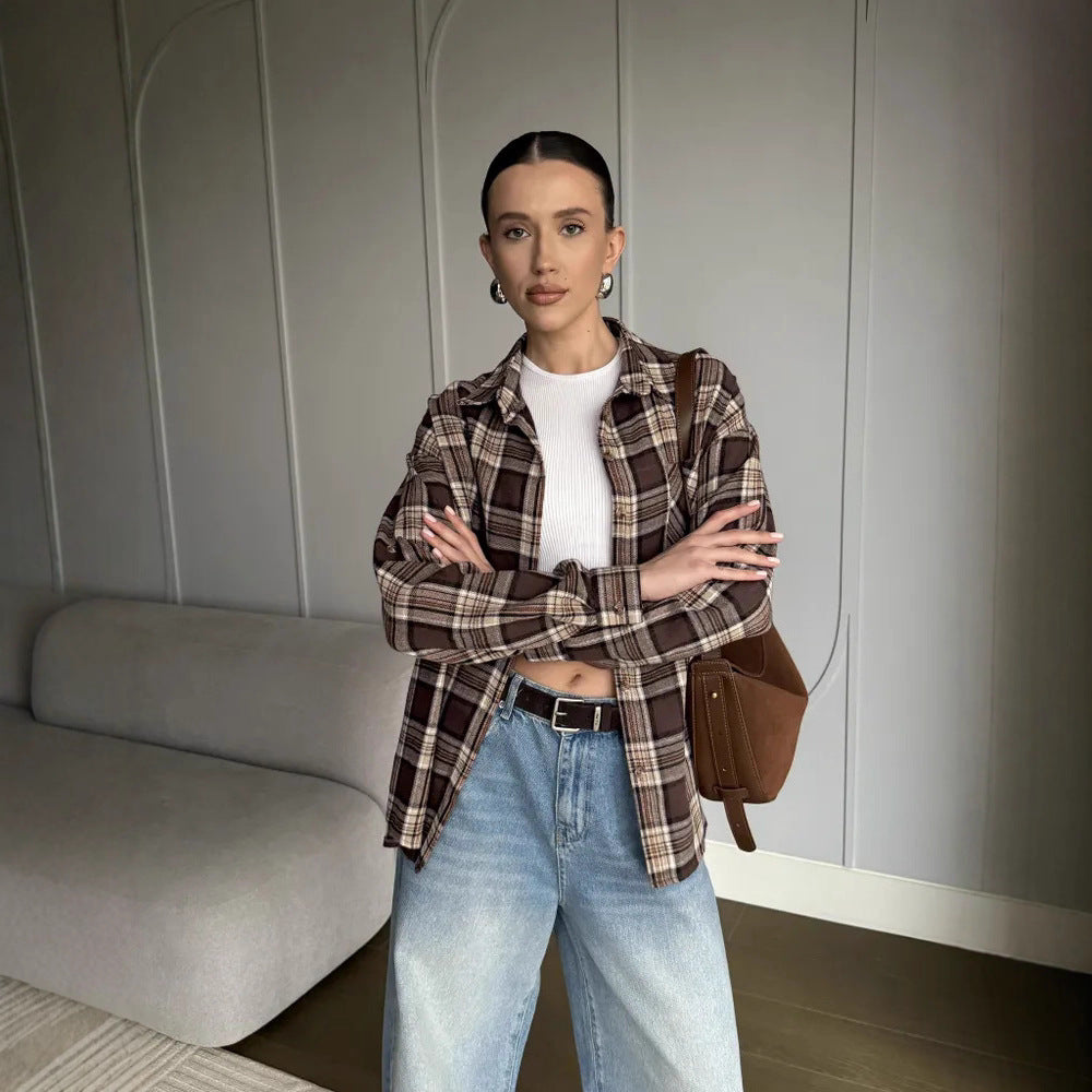 Flannel shirt for women with a check pattern Lune London