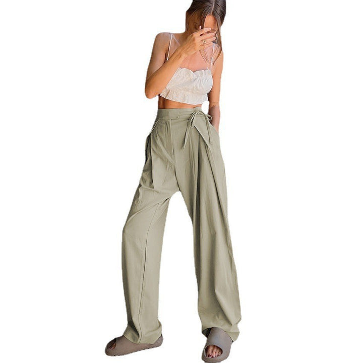 High-waisted wide-leg pants for women with drawstring and elegant pleats Lune London