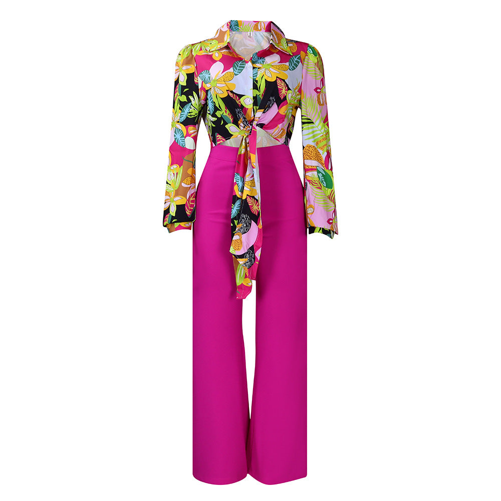 Women's jumpsuit with floral top and wide legs Lune London