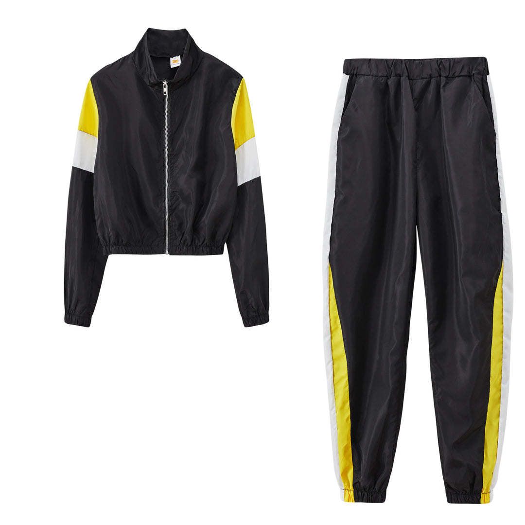 Ensemble de sport pour dames avec col montant à la mode et poignets élastiques