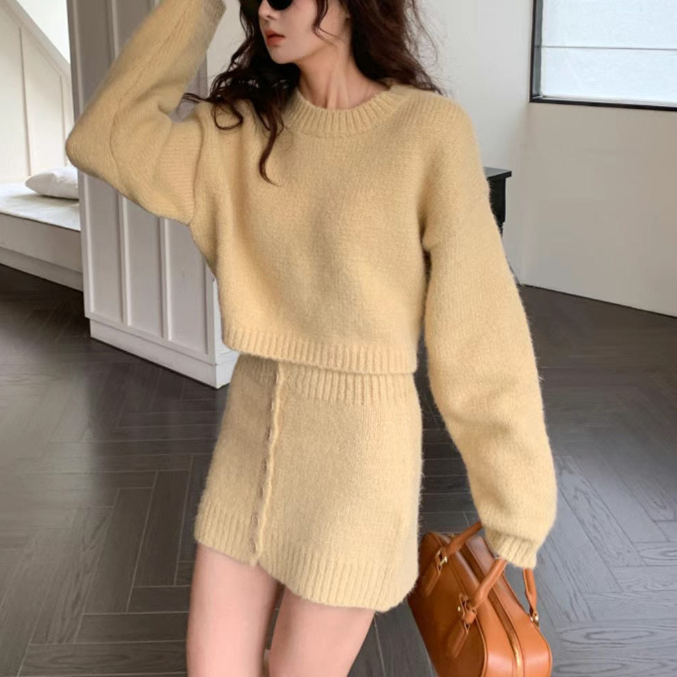 Ensemble haut en tricot pour femmes avec mini jupe en laine de haute qualité Chic & Stil