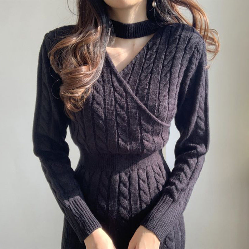 Robe tricotée pour femmes avec design en cable et fente élégante Chic & Stil