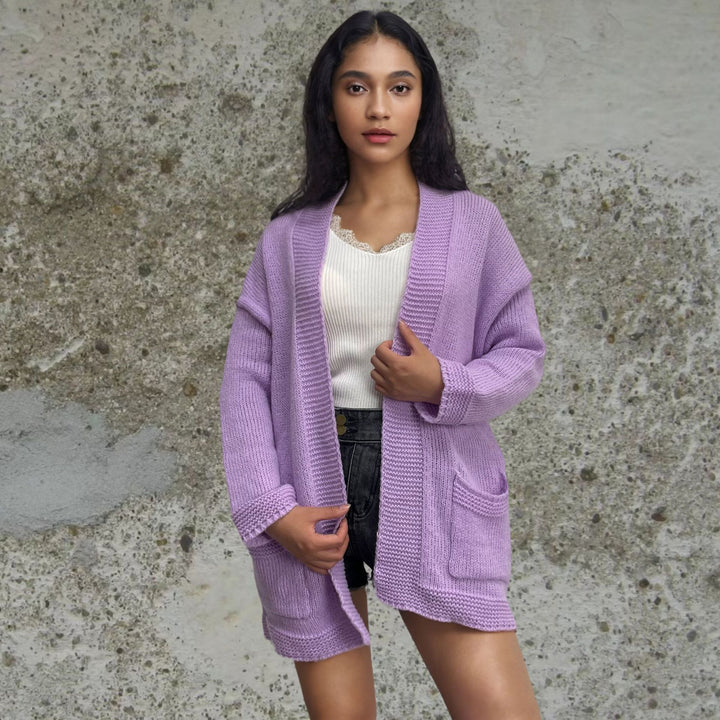 Knitted jacket for women with large pockets and relaxed fit Lune Londonl