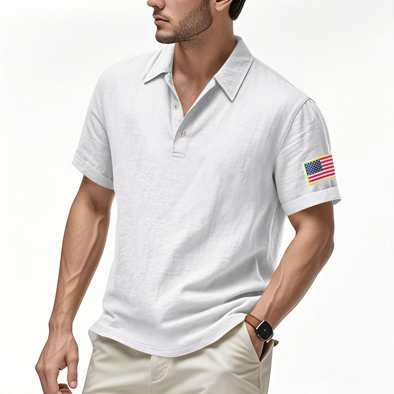 Men's sporty polo with American flag pattern and moisture-wicking technology Lune London