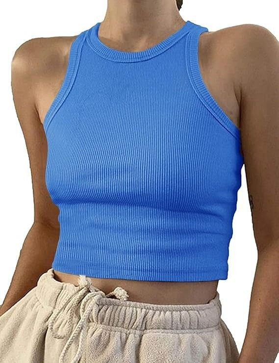 Women's sporty crop top with elastic rib design Lune London