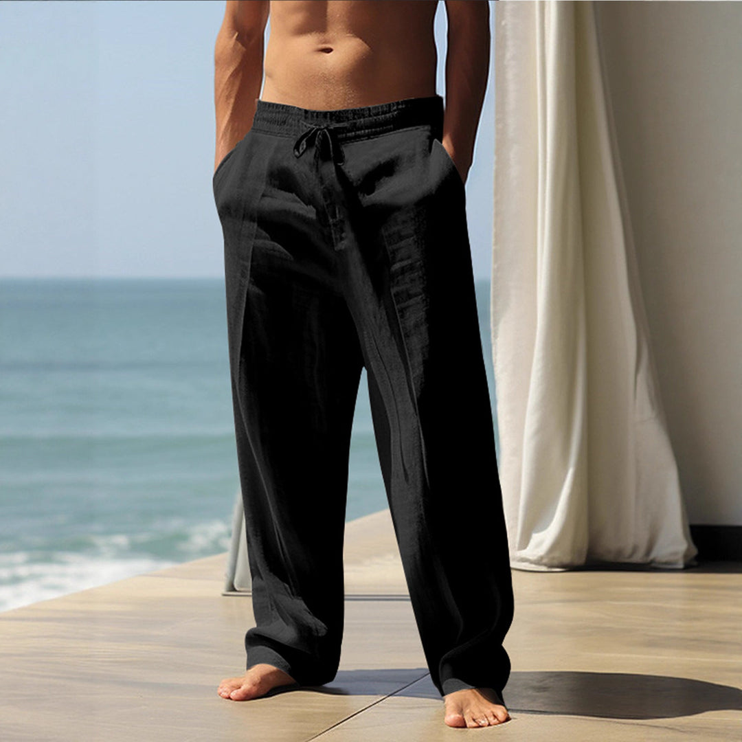 Men's Comfortable Linen Pants with Elastic Waistband and Side Pockets Lune London