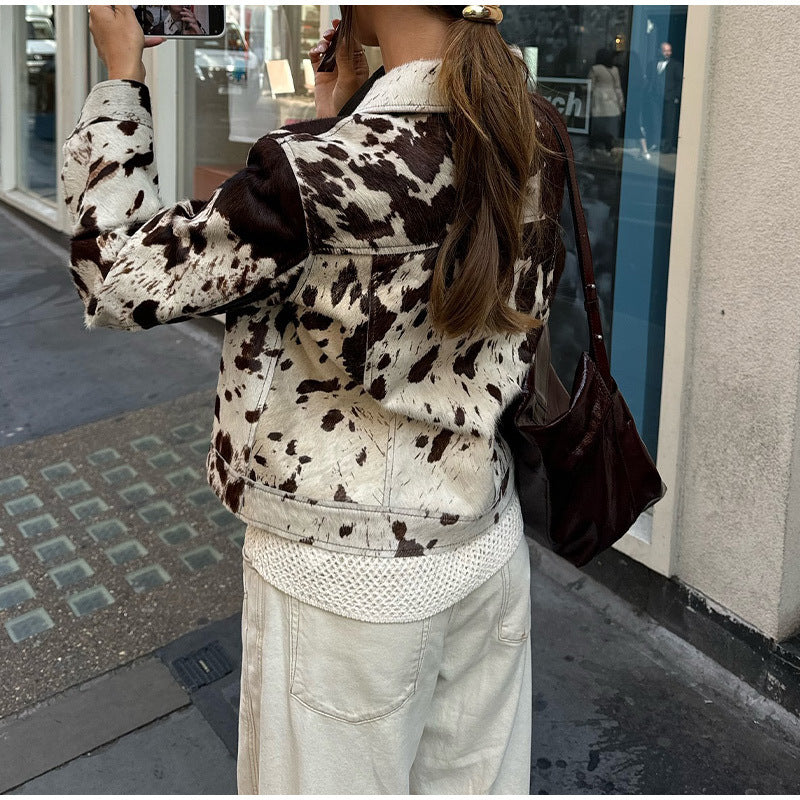 Trendy denim jacket for women with a modern design in cow leather Lune London