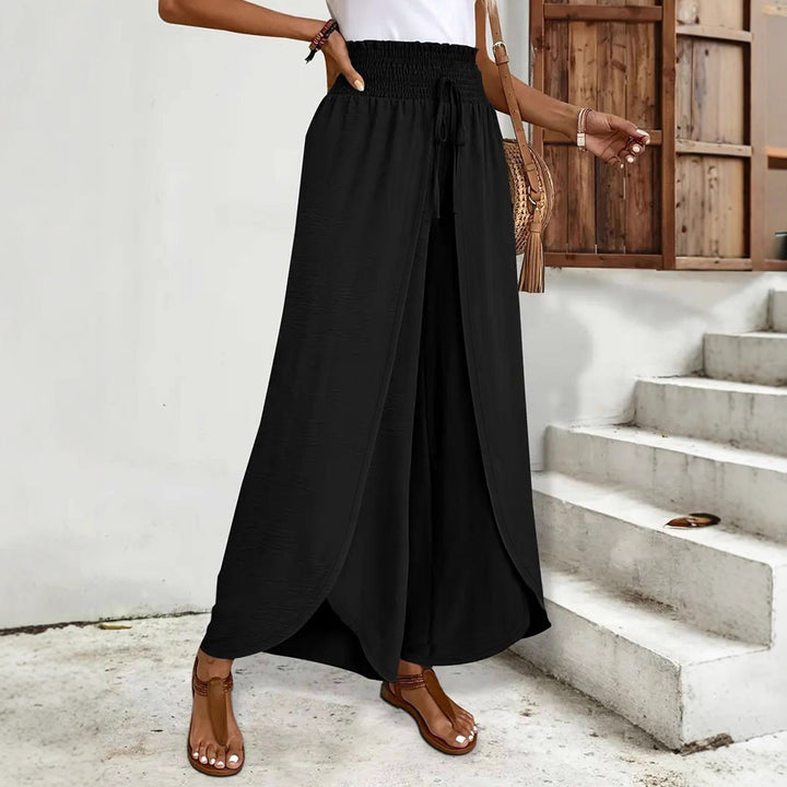 High-waisted wide pants for women with side slits Lune London