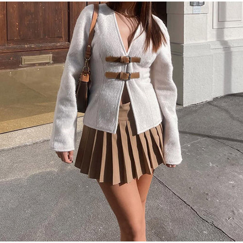 Women elegant teddy jacket with decorative loops Lune London