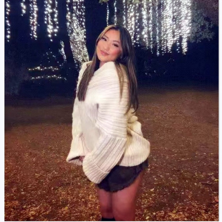 Cozy knit sweater for women with a trendy off-the-shoulder neckline Lune London