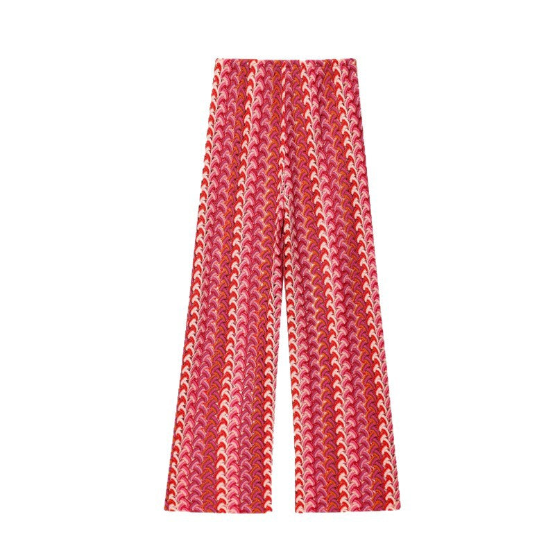 Wide palazzo pants for women with eye-catching wave pattern and elastic waistband Lune London