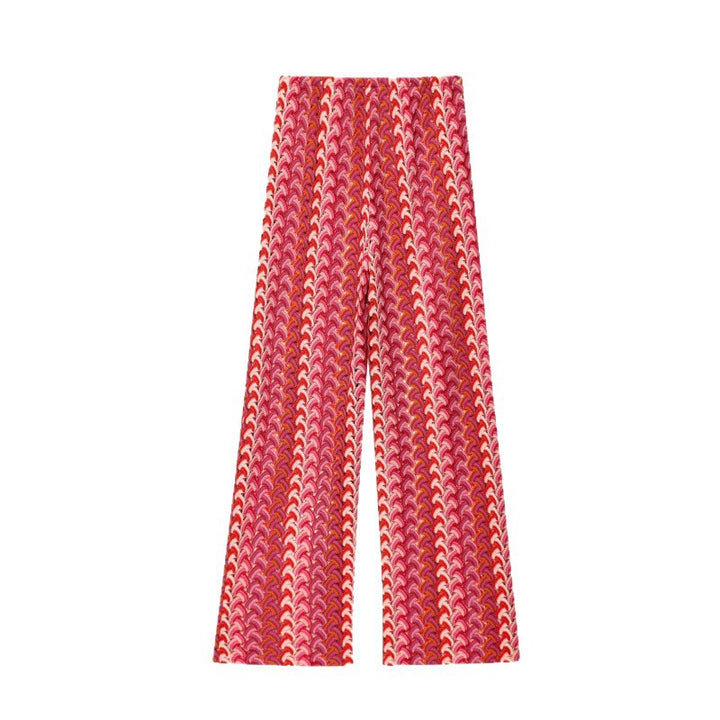 Wide palazzo pants for women with eye-catching wave pattern and elastic waistband Lune London