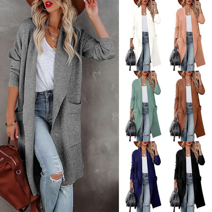 Ladies trendy long sleeve cardigan with practical pockets Lune London
