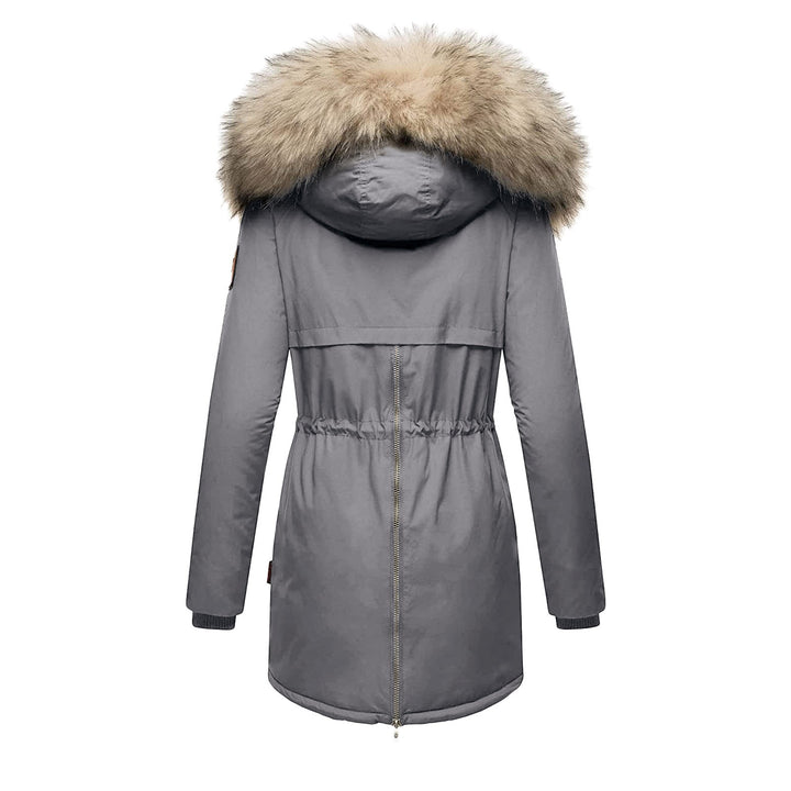 Winter parka for women with removable faux fur collar and practical pockets Lune Londonl