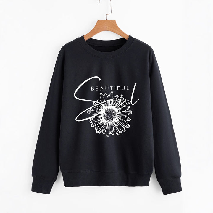Sweatshirt femme avec motif floral et lettrage inspirant Chic & Stil