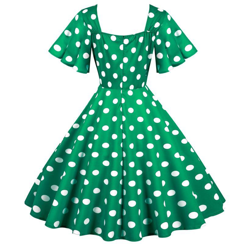 Robe Rockabilly pour femmes avec un motif amusant à pois et un ourlet flottant Chic & Stil