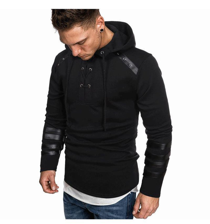 Men's Hoodie with innovative leather detail Lune London