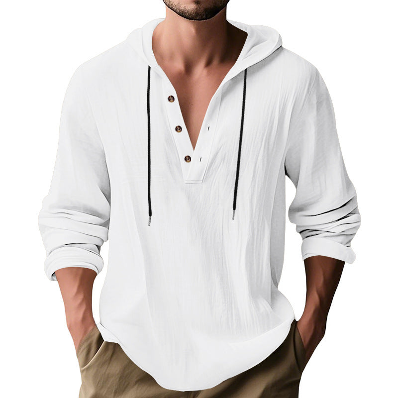 Men's casual hoodie shirt with modern button placket design Lune London