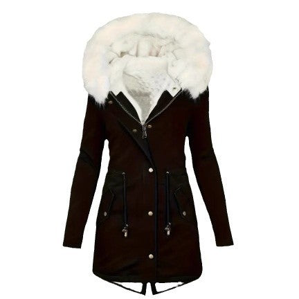 Ladies padded winter coat with removable hood Lune London
