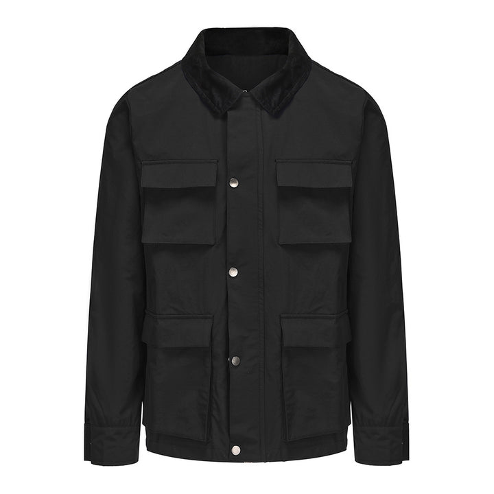 Elegant utility jacket for men with several practical pockets and faux fur collar Lune London
