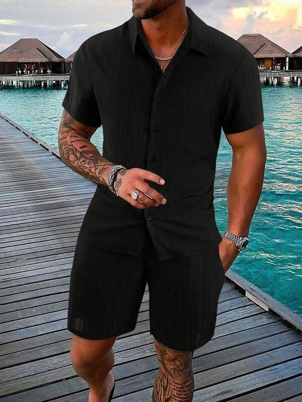 Short sleeve striped shirt for men Set Lune London
